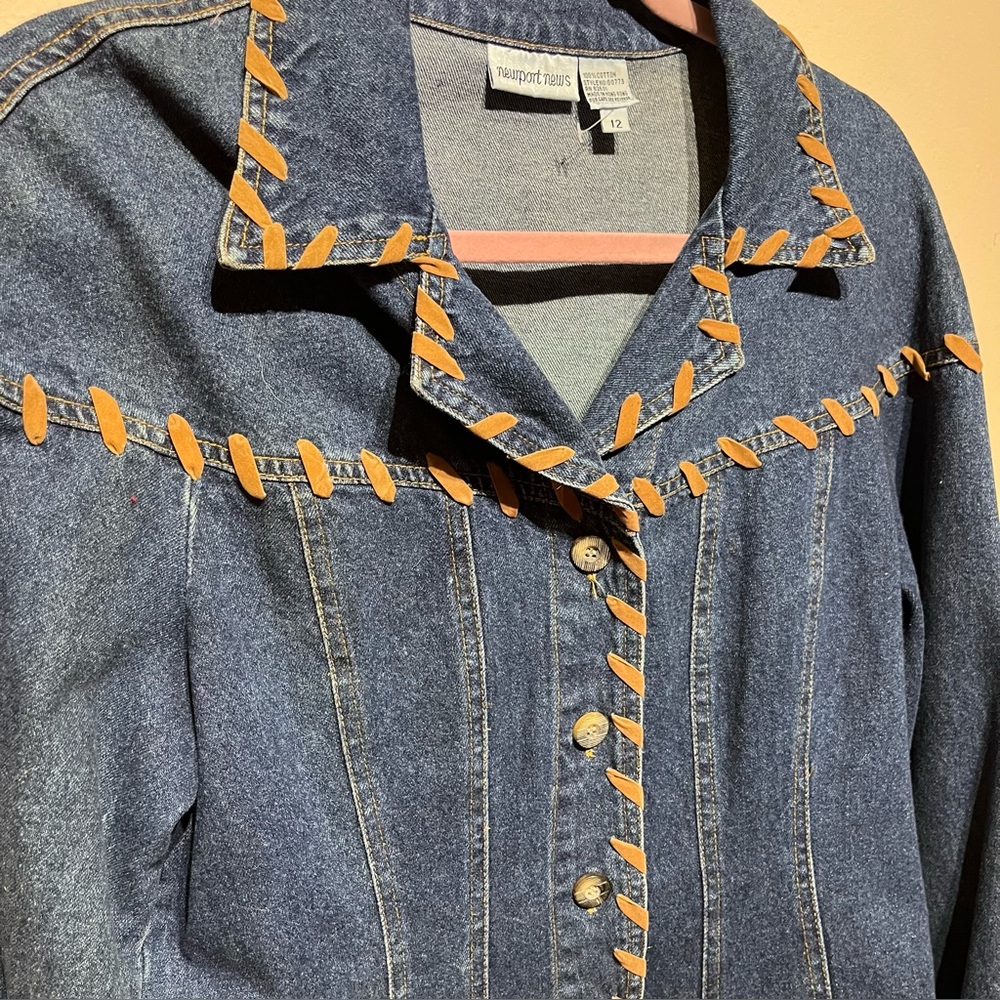 Cotton Denim Jacket with Tan Stitching Sz.12 - Picture 5 of 8